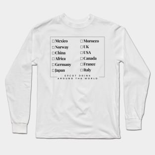 EPCOT Drink Around The World Checklist T-Shirt Long Sleeve T-Shirt